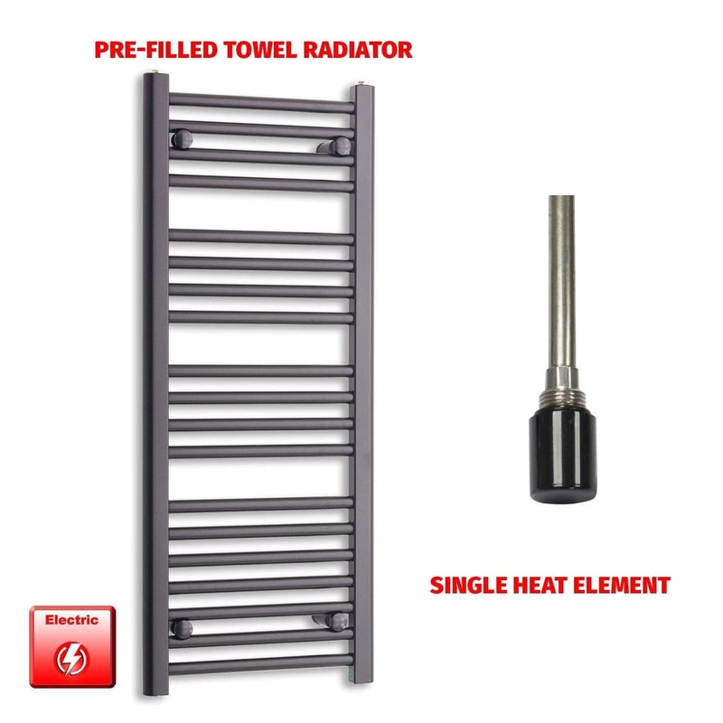 1000 x 450 Flat Black Pre-Filled Electric Heated Towel Rail HTR