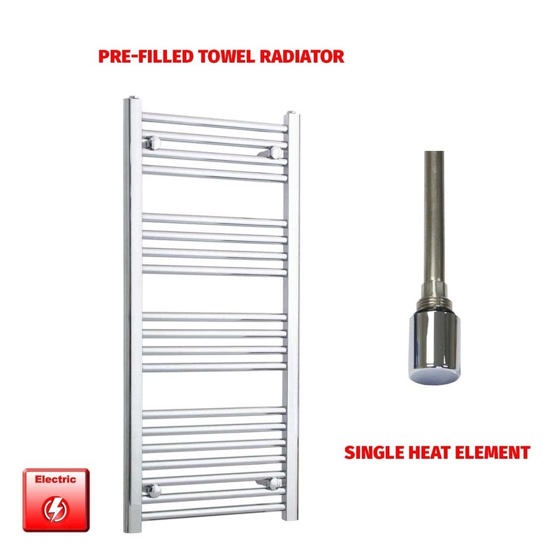 1000 x 500 Chrome Electric Heated Towel Rail Pre-Filled