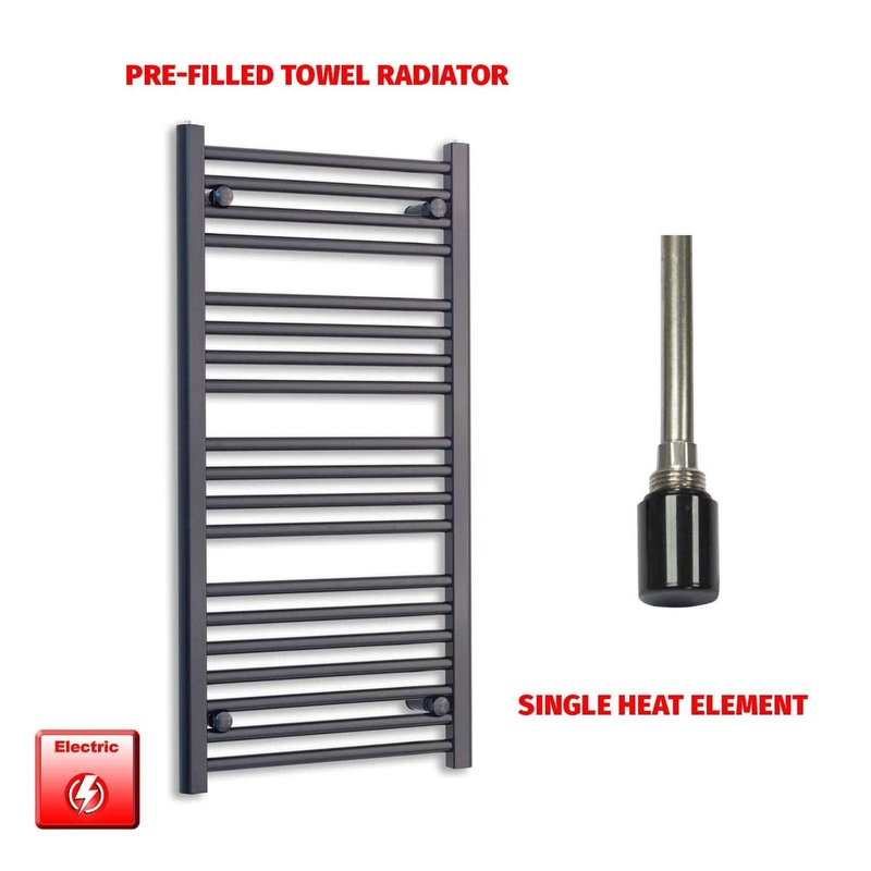 1000 x 600 Flat Black Pre-Filled Electric Heated Towel Radiator