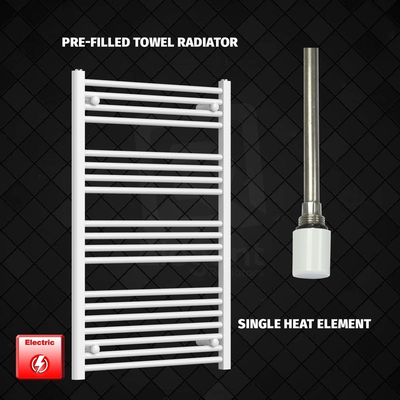 1000 x 650 Pre-Filled Electric Heated Towel Rail Radiator White