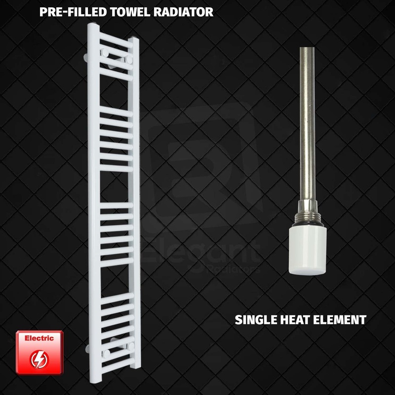 1200 mm High 200 mm Wide Pre-Filled Electric Heated Towel Rail