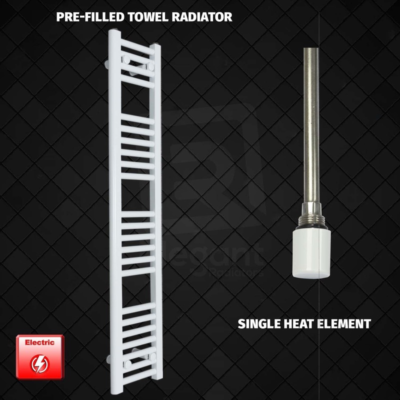 1200 x 250 Pre-Filled Electric Heated Towel Rail White