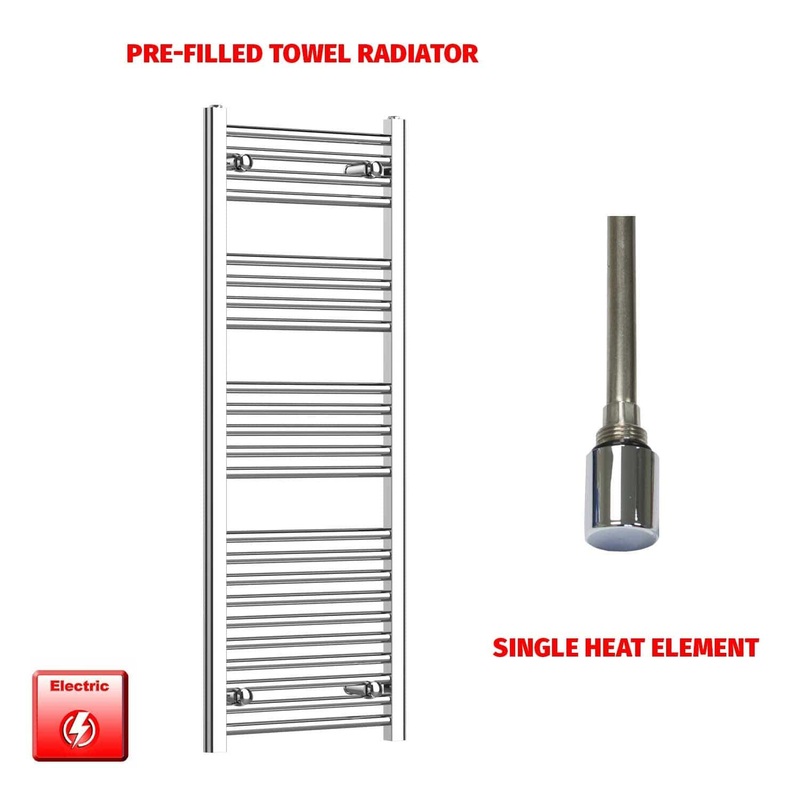 1200 x 400 Chrome Electric Heated Towel Rail Pre-Filled Straight