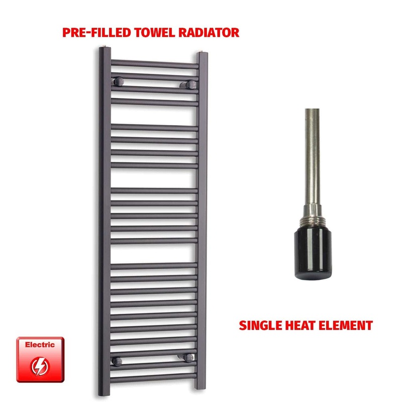 1200 x 400 Flat Black Pre-Filled Electric Heated Towel Rail HTR