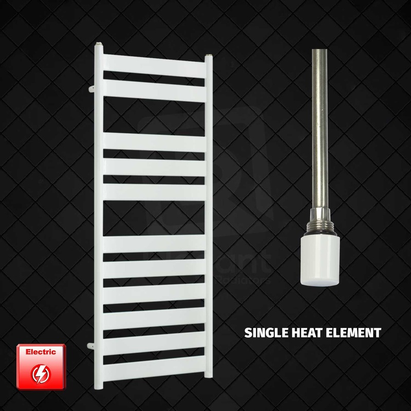 1200 x 500 White Flat Panel Pre-Filled Electric Heated Towel Rail