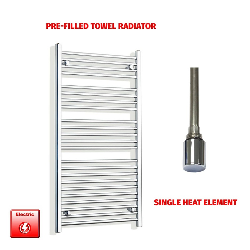 1200 x 600 Chrome Electric Heated Towel Rail Bathroom Warmer Pre-Filled