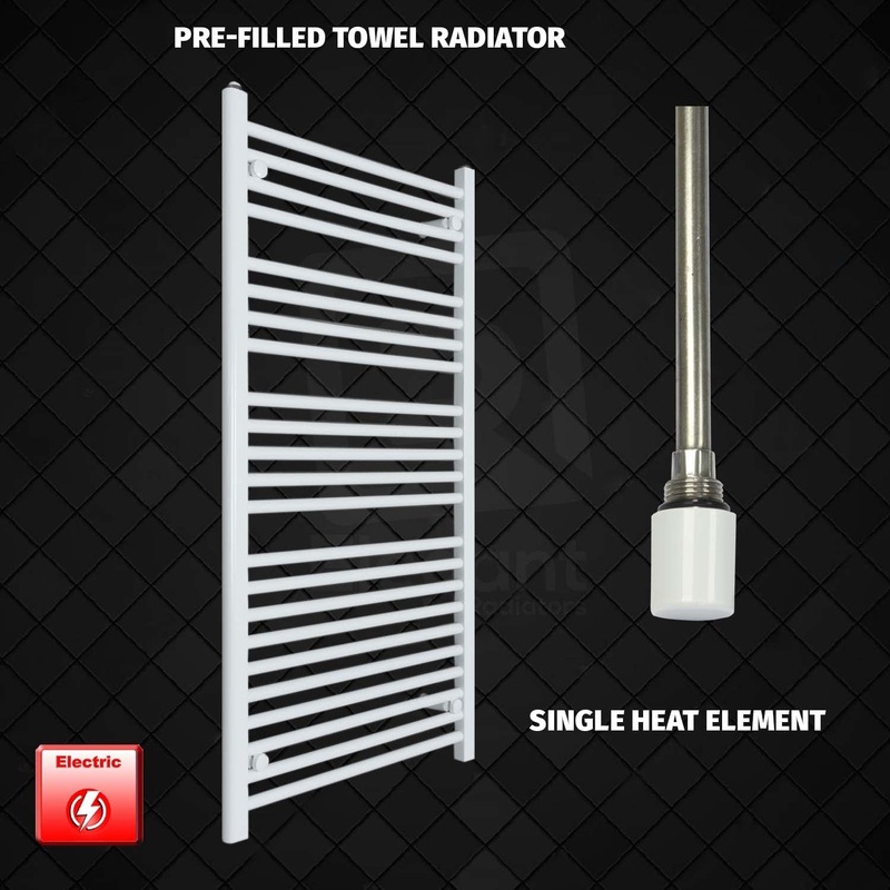 1200 x 700 Pre-Filled Electric Heated Towel Rail Radiator White