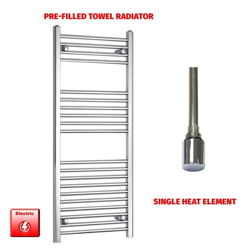 Pre-Filled 1200 x 500mm Chrome Electric Heated Towel Rail