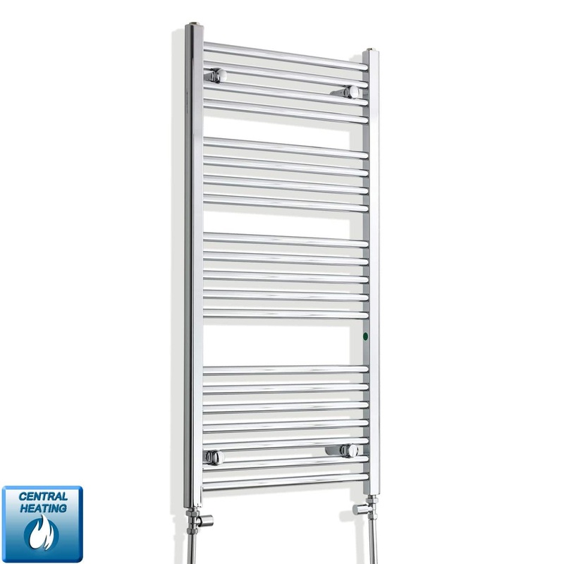1100 x 500 Heated Flat Towel Radiator Chrome Central Heating