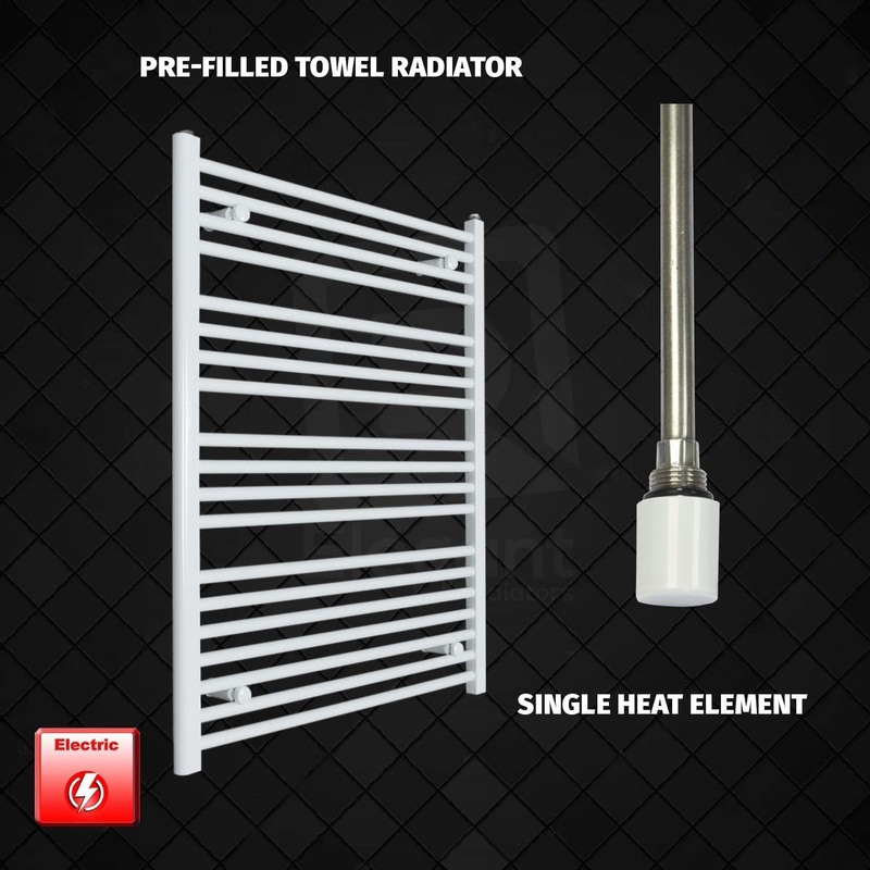 1200 x 750 Pre-Filled Electric Heated Towel Rail White