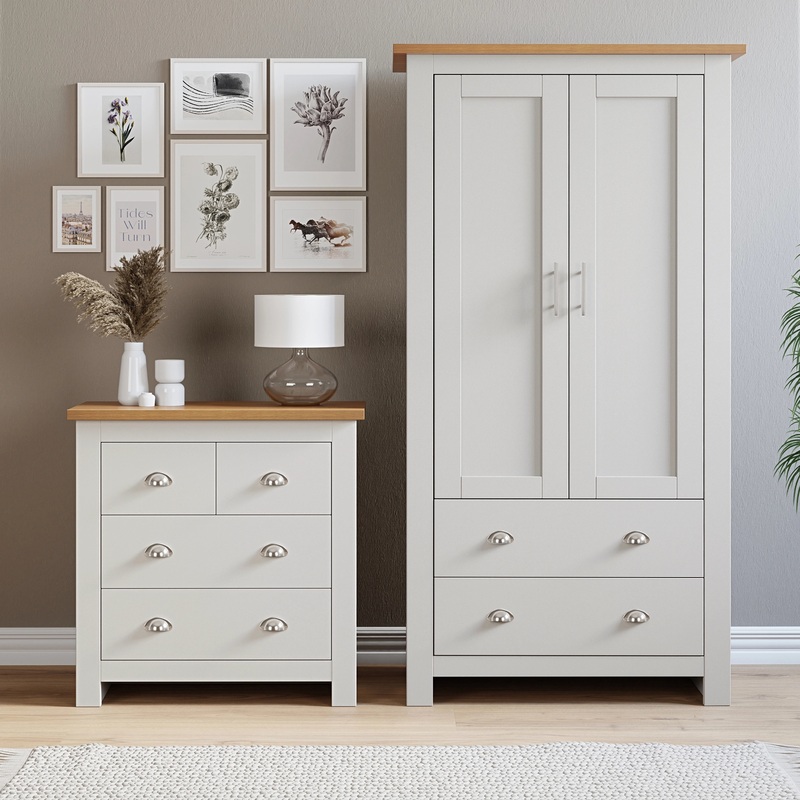 2 Door Wardrobe With Drawers and 4 Drawer Chest – Bedroom Set
