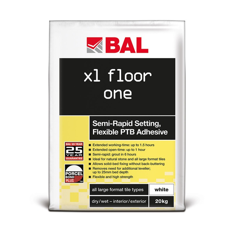 BAL XL Floor One Semi-Rapid Pourable Tile Adhesive 20kg – White