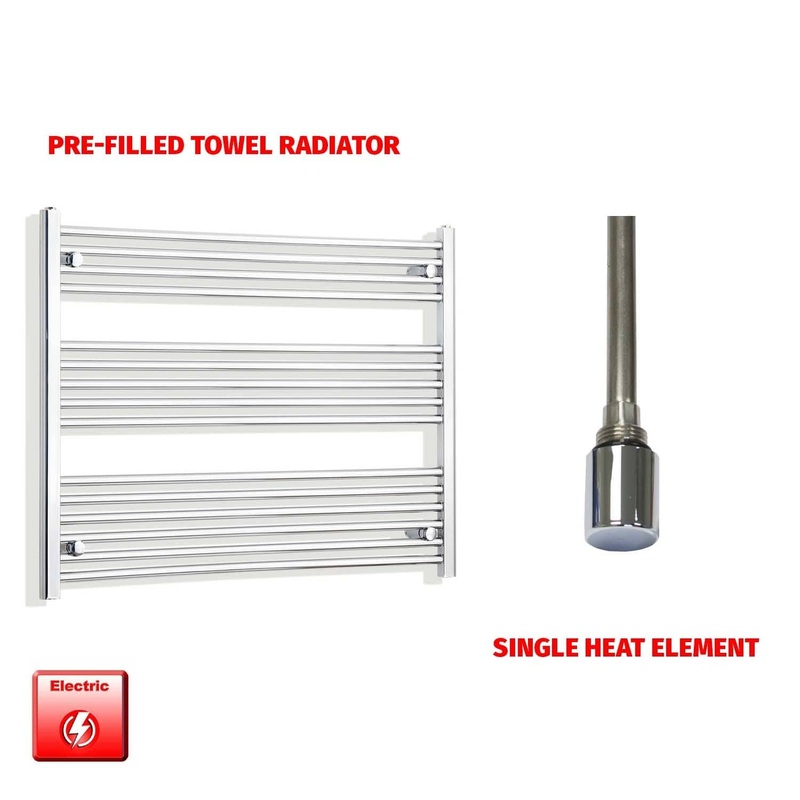 1000 x 800 Flat Chrome Pre-Filled Electric Heated Towel Rail