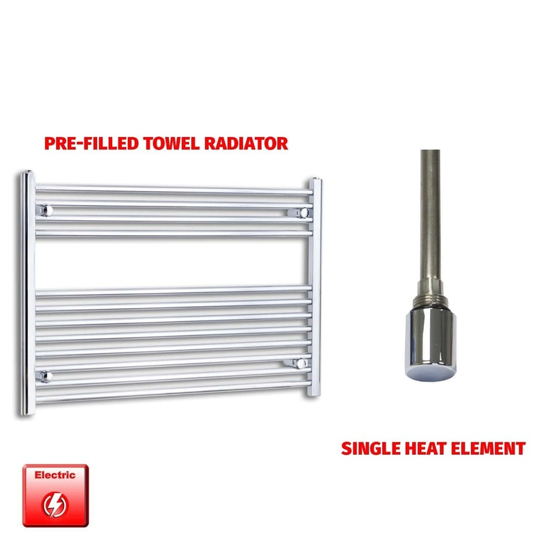 1200 x 700 Flat Chrome Pre-Filled Electric Heated Towel Rail