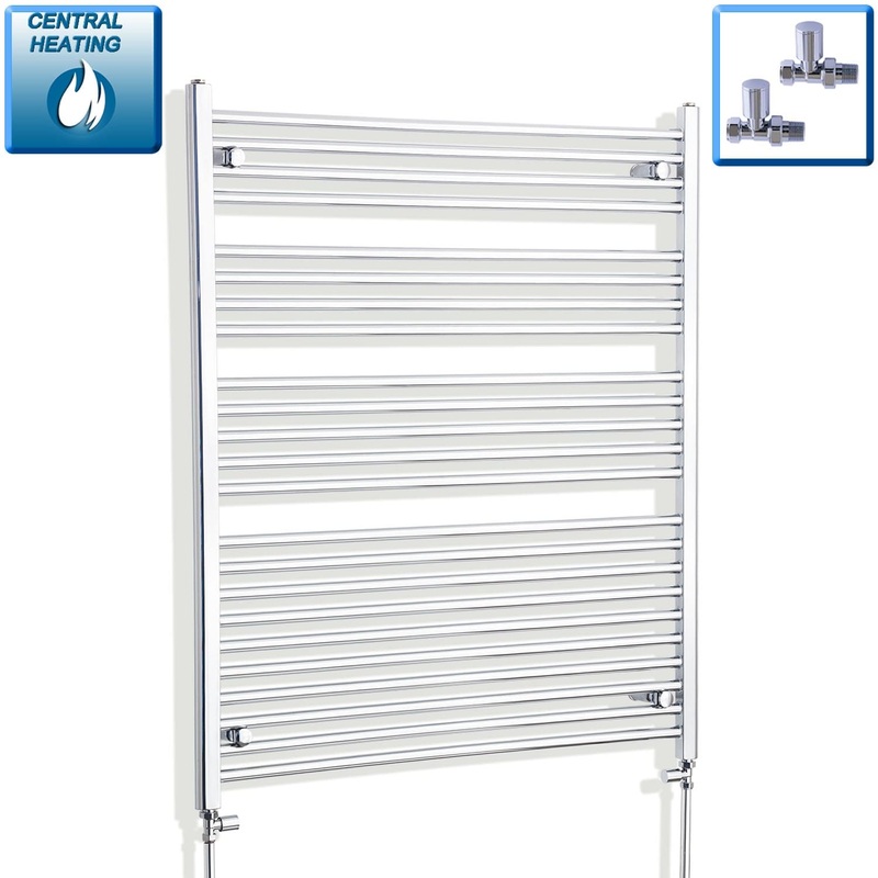 1000mm Wide 1200mm High Flat Chrome Heated Towel Rail HTR