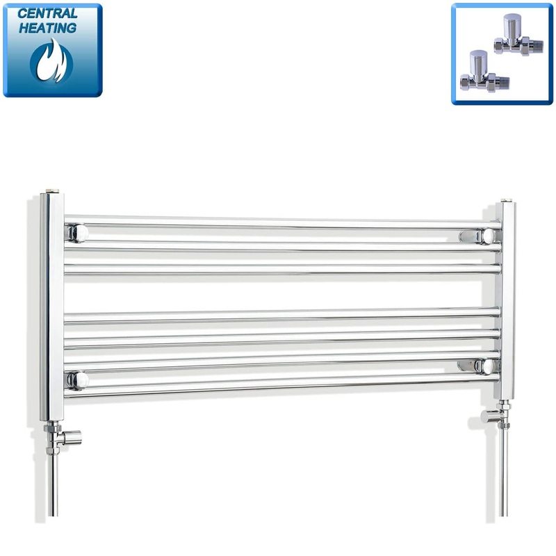 1000mm Wide 400mm High Flat Chrome Heated Towel Radiator