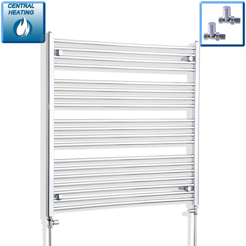 1100mm Wide 1000mm High Flat Chrome Heated Towel Radiator