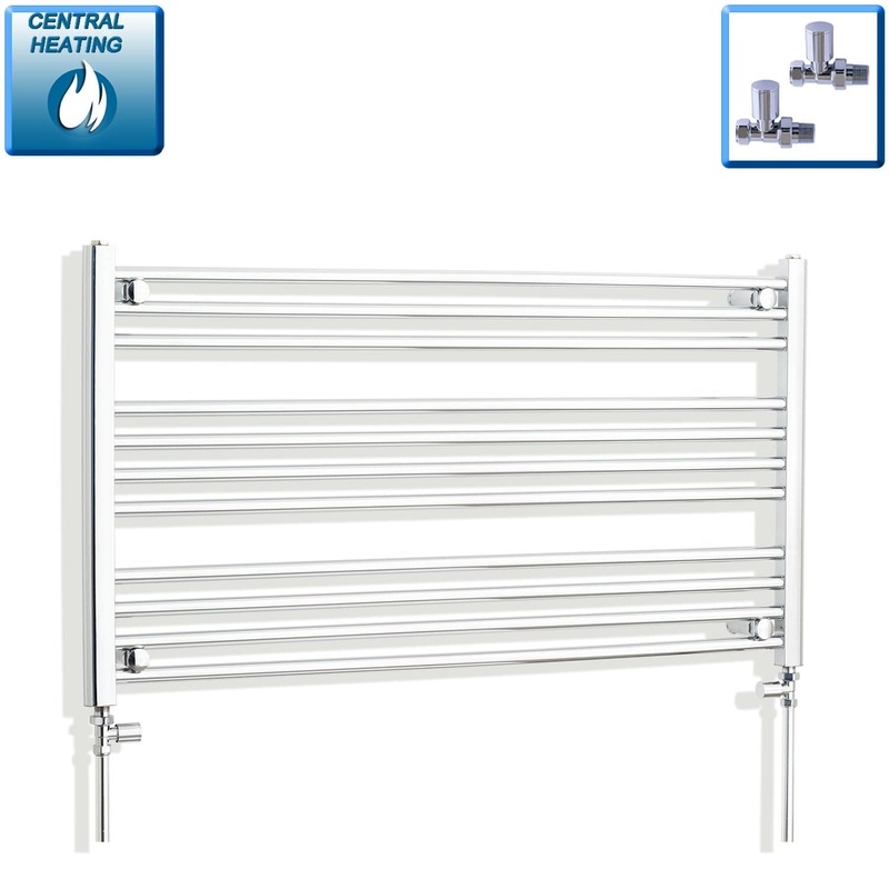 1100mm Wide 600mm High Flat Chrome Heated Towel Radiator