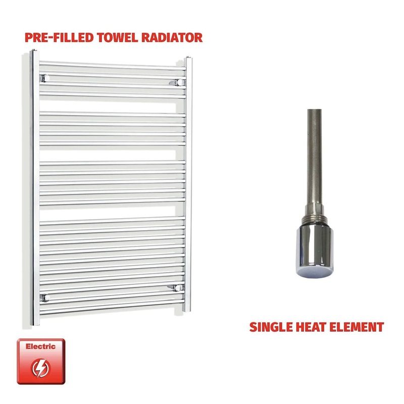 1200 x 800mm Chrome Electric Heated Towel Rail  Pre-Filled Straight Radiator
