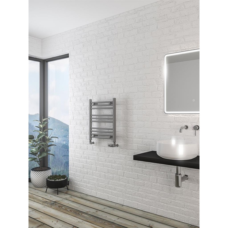 Eastbrook Wingrave Electric Straight Matt Grey Towel Rail 600mm x 500mm