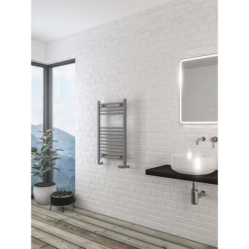 Eastbrook Wingrave Electric Straight Matt Grey Towel Rail 800mm x 500mm