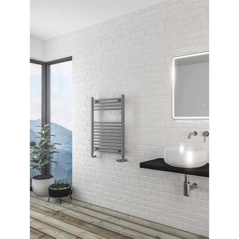 Eastbrook Wingrave Electric Straight Matt Grey Towel Rail 800mm x 600mm