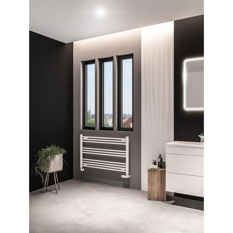 Eastbrook Wingrave Electric Straight Matt White Towel Rail 600mm x 1000mm