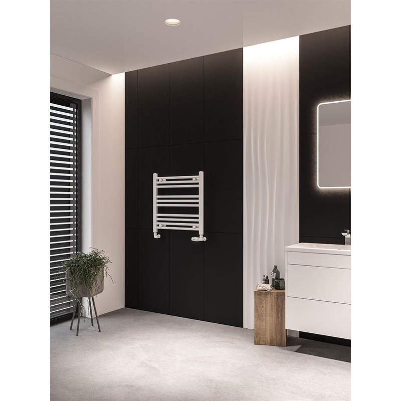 Eastbrook Wingrave Electric Straight Matt White Towel Rail 600mm x 600mm