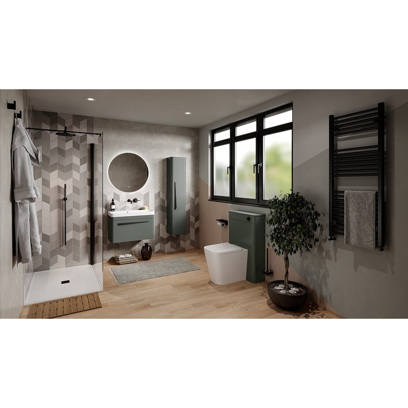 Saneux Matt Black Straight Electric Towel Rail 1200mm High x 500mm Wide