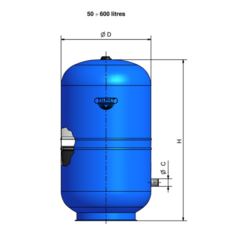 Zilmet Hydro-pro 1 1/4inch 105-litre to 600-litre Potable-water Vessel Bsp
