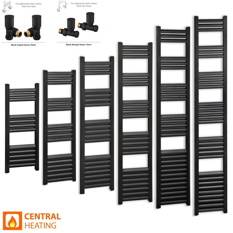 300mm Wide – Accuro Korle Matt Black Designer Heated Towel Rail Radiator
