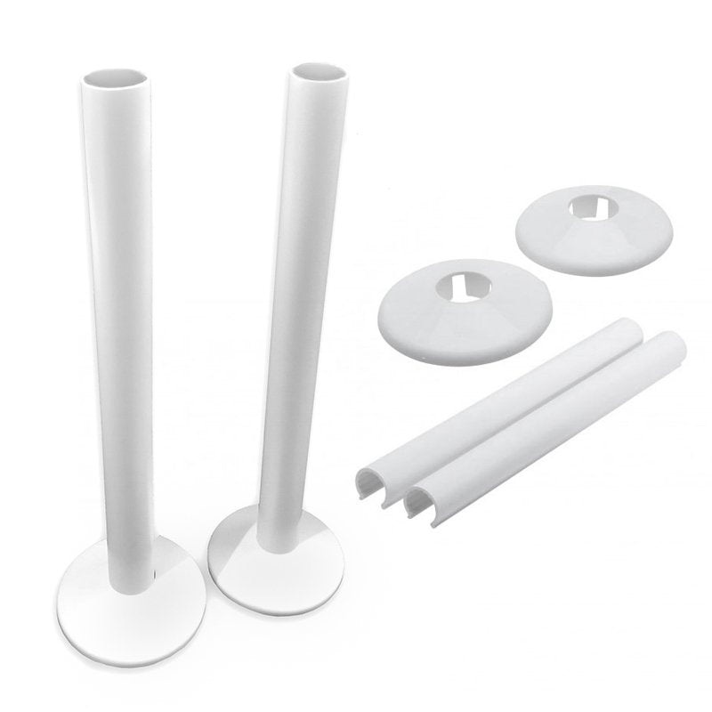 White Pipe Covers and Collars For 15mm Towel Rail Radiator Pipes  Easy Snappit