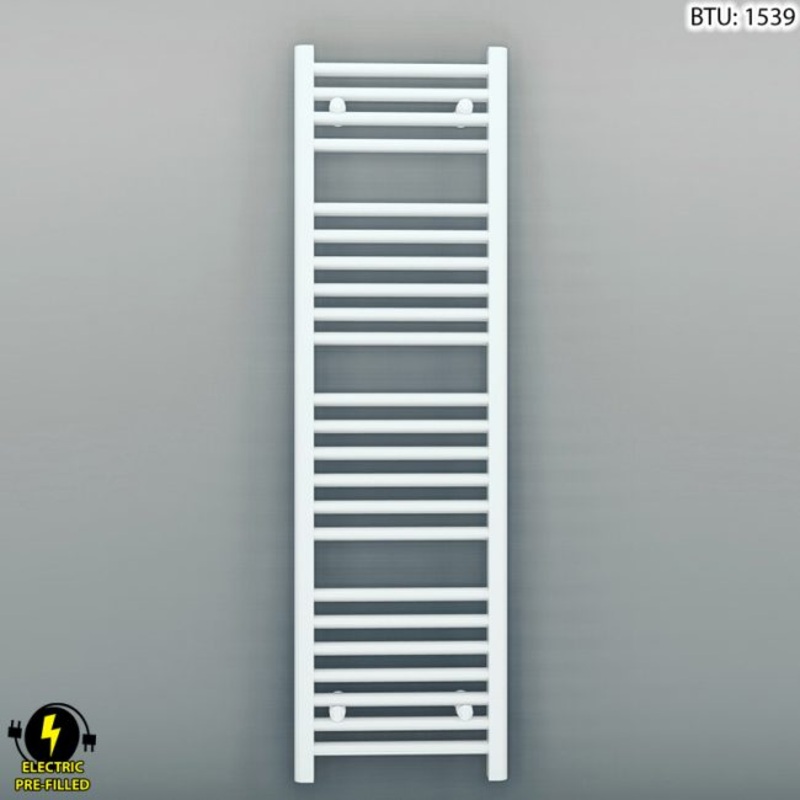 300mm x 1200mm Straight White Electric Pre-Filled Heated Towel Rail Radiator
