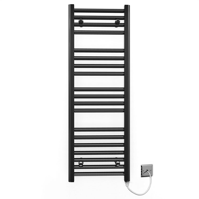350mm x 1000mm Straight Matt Black Electric Pre-Filled Heated Towel Rail Radiator