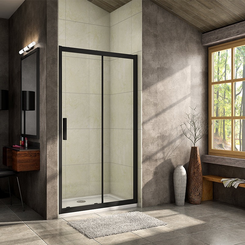1950mm Height Black Frame Shower sliding door single door 8mm Easy Clean Glass