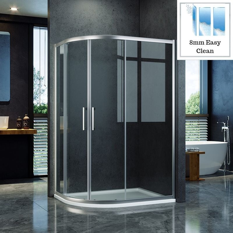 Elle 1200 x 900mm Reversible Offset Shower Enclosure 8mm Easy Clean Nano Glass Shower Cubicle
