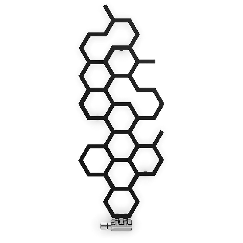 Hex – Black Vertical Designer Radiator H1220mm x W486mm Single Panel
