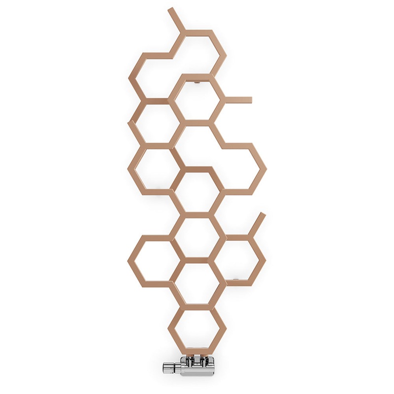 Hex – Copper Vertical Designer Radiator H1220mm x W486mm Single Panel