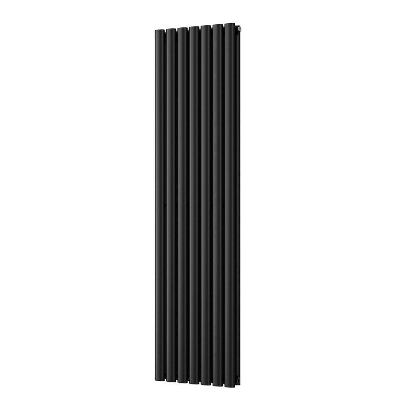 Omeara – Black Vertical Radiator H1600mm x W406mm Double Panel