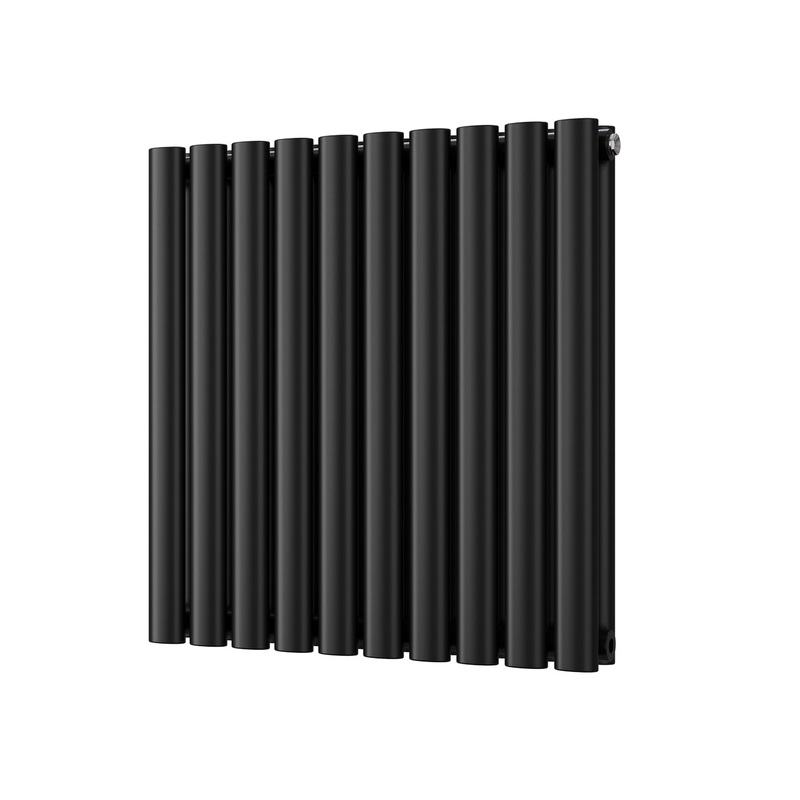 Omeara – Black Horizontal Radiator H600mm x W580mm Double Panel