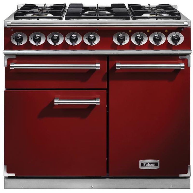 Falcon Range Cooker Dual Fuel F1000DXDFRD-NM – Cherry Red / Nickle