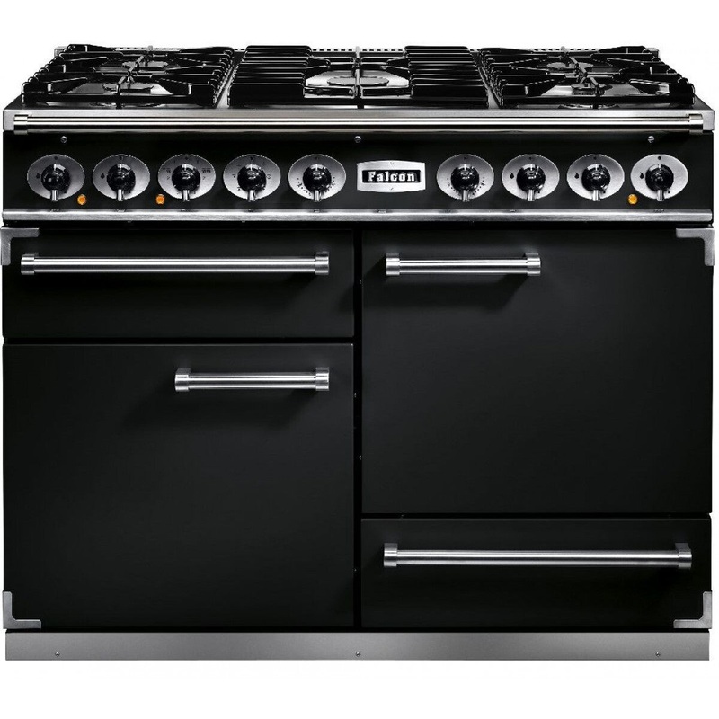 Falcon Range Cooker Dual Fuel F1092DXDFBL-BM – Black / Brass