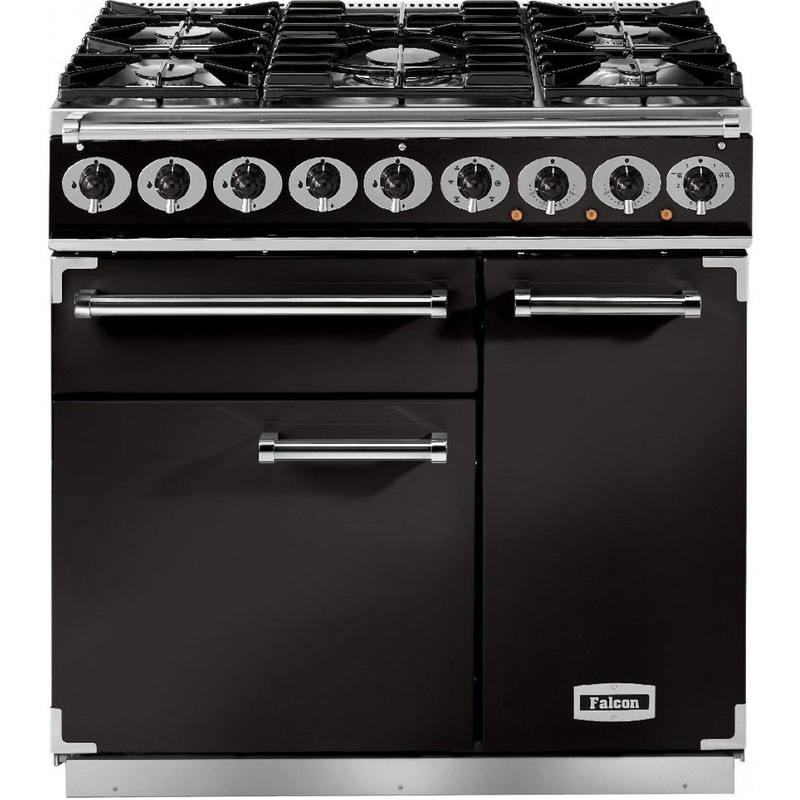 Falcon Range Cooker Dual Fuel F900DXDFBL-BM – Black / Brass